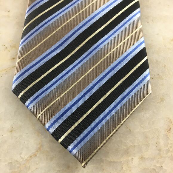 ALEXANDER JULIAN, COLOURS, POLYESTER BLUE TAN,  REGIMENT TIE - Picture 1 of 14